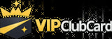 VIP Club Card logo featuring gold crown and star symbols with text on dark background